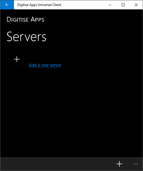 Picture showing Servers screen in Windows Universal Client.